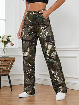 Tall Jeans con estampado de hojas de pierna ancha