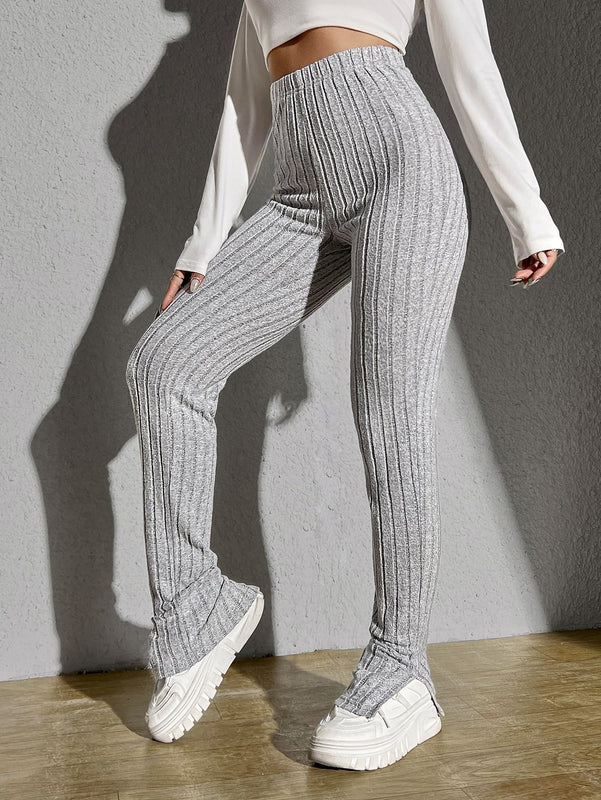 Pantalones tejido de canale bajo con abertura