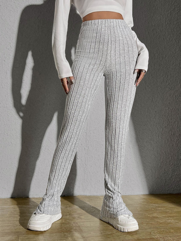 Pantalones tejido de canale bajo con abertura