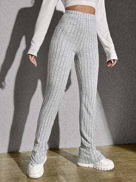 Pantalones tejido de canale bajo con abertura
