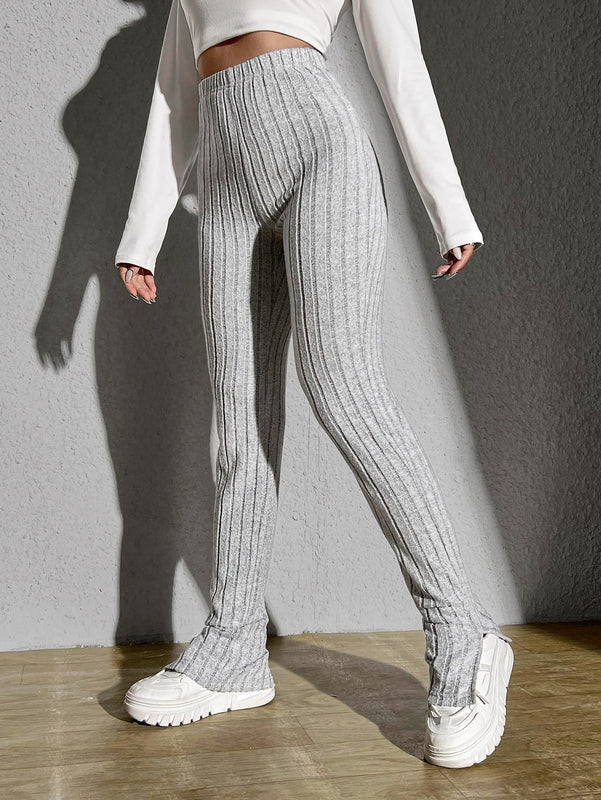 Pantalones tejido de canale bajo con abertura