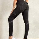 Leggings deportivos de cintura alta, color rosa, con multiples bolsillos con solapa, cinturilla ancha, para correr, yoga, fitness, pantalones ajustados, pantalones de entrenamiento informales