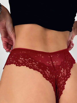 Lenceria de encaje floral de tanga