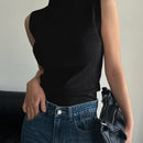 DAZY Top De Punto A Rayas Con Cuello Alto Y Sin Mangas