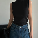 DAZY Top De Punto A Rayas Con Cuello Alto Y Sin Mangas