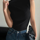 DAZY Top De Punto A Rayas Con Cuello Alto Y Sin Mangas