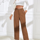 Ezwear pantalones de talle alto con bolsillo oblicuo de pana