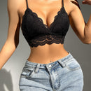Lenceria De Encaje Floral Con Ribetes De Borde De Concha Bralette