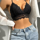 Lenceria De Encaje Floral Con Ribetes De Borde De Concha Bralette