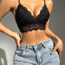 Lenceria De Encaje Floral Con Ribetes De Borde De Concha Bralette
