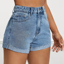 EZwear Shorts en mezclilla de talle alto bajo de doblez