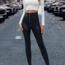 Prive Pantalones ajustados con cremallera PU
