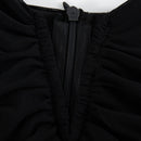 Joyfunear Vestido ajustado de cuello notch de manga farol fruncido