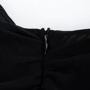 Joyfunear Vestido ajustado de cuello notch de manga farol fruncido