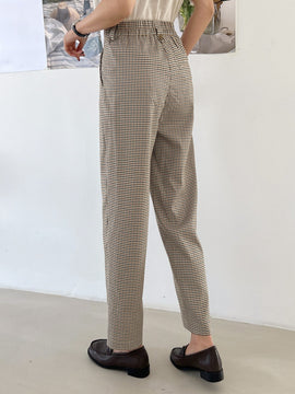 Dazy pantalones con estampado de cuadros con detalle plegado y bolsillo lateral inclinado