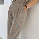 Dazy pantalones con estampado de cuadros con detalle plegado y bolsillo lateral inclinado