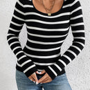 Essnce Jersey con patron de rayas de cuello redondo