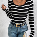 Essnce Jersey con patron de rayas de cuello redondo