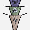 ROMWE Goth 3 piezas Set bragas con estampado de craneo & de mariposa