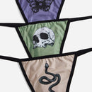 ROMWE Goth 3 piezas Set bragas con estampado de craneo & de mariposa
