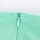 Joyfunear Vestido ajustado de cuello cuadrado de manga farol con cordon con lentejuelas