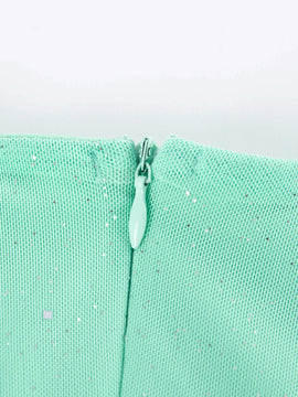 Joyfunear Vestido ajustado de cuello cuadrado de manga farol con cordon con lentejuelas