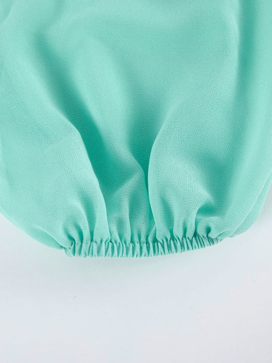 Joyfunear Vestido ajustado de cuello cuadrado de manga farol con cordon con lentejuelas