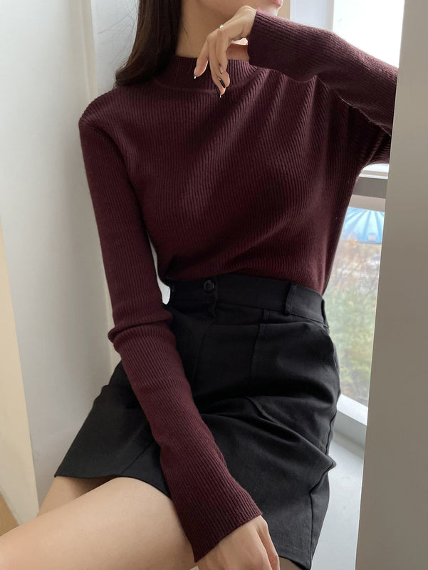 DAZY Jersey De Punto Acanalado Cuello Alto