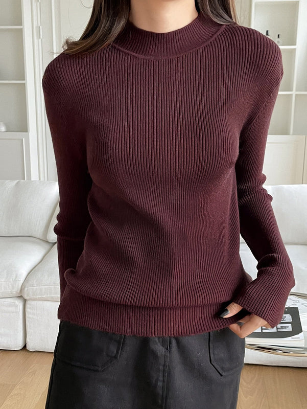DAZY Jersey De Punto Acanalado Cuello Alto