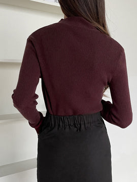 DAZY Jersey De Punto Acanalado Cuello Alto