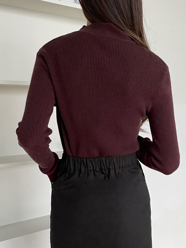 DAZY Jersey De Punto Acanalado Cuello Alto