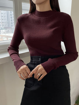 DAZY Jersey De Punto Acanalado Cuello Alto
