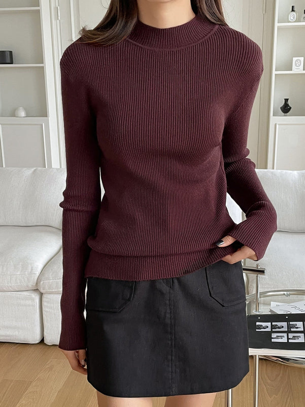 DAZY Jersey De Punto Acanalado Cuello Alto