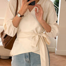 DAZY Blusa Envolvente De Lado De Lazo Solido