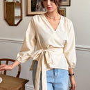DAZY Blusa Envolvente De Lado De Lazo Solido
