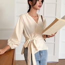 DAZY Blusa Envolvente De Lado De Lazo Solido