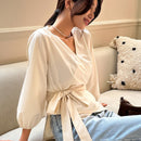 DAZY Blusa Envolvente De Lado De Lazo Solido