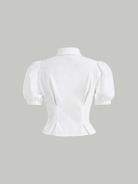 MOD Camisa de manga farol con diseno de fruncido