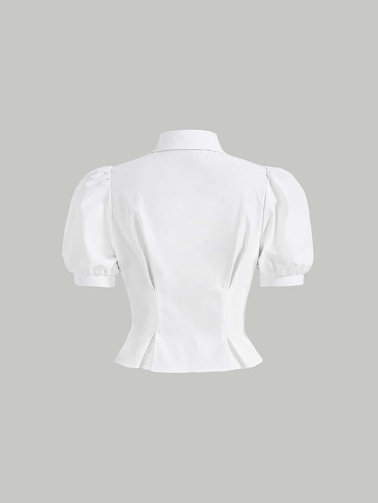 MOD Camisa de manga farol con diseno de fruncido