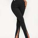 Sxy pantalones largos informales de unicolor con dobladillo dividido para mujeres