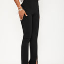 Sxy pantalones largos informales de unicolor con dobladillo dividido para mujeres