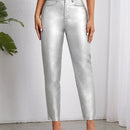 Pantalones con forma de cono metalico de moda para mujer