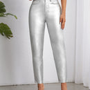 Pantalones con forma de cono metalico de moda para mujer