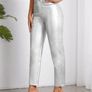 Pantalones con forma de cono metalico de moda para mujer