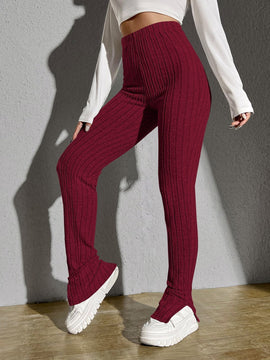 Pantalones tejido de canale bajo con abertura