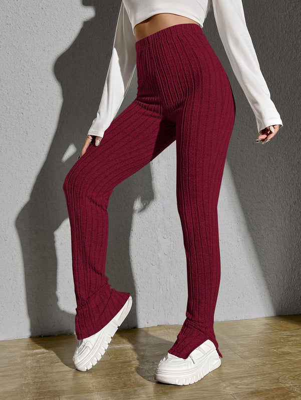 Pantalones tejido de canale bajo con abertura
