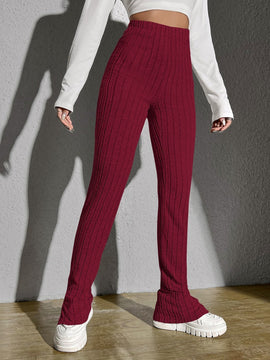 Pantalones tejido de canale bajo con abertura