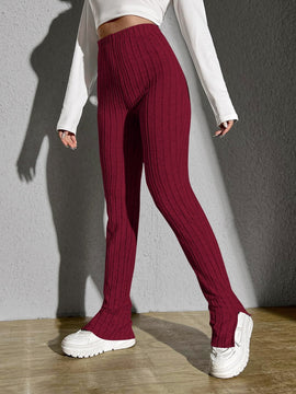 Pantalones tejido de canale bajo con abertura