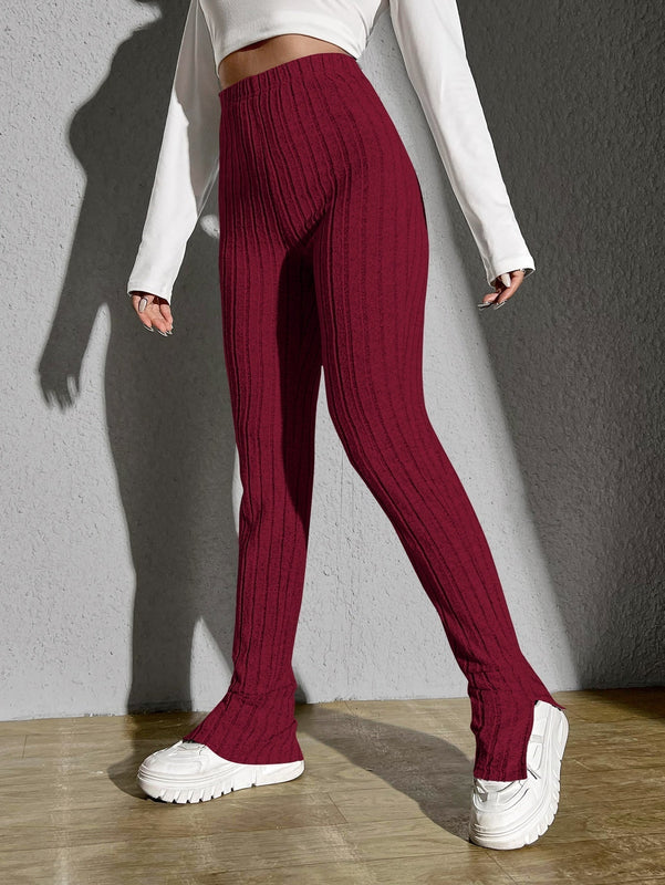 Pantalones tejido de canale bajo con abertura