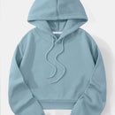Ezwear capucha unicolor con cordon crop con forro termico